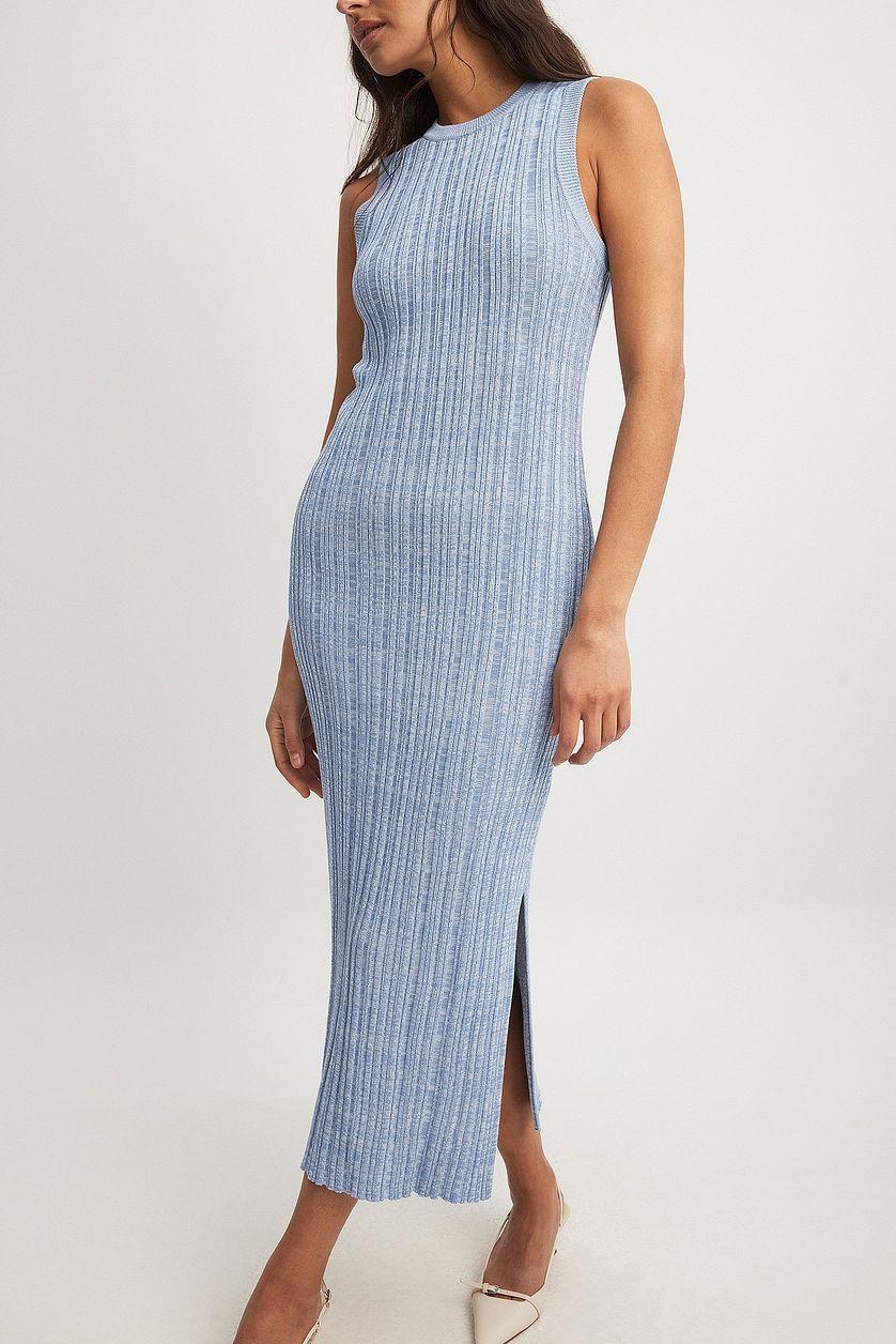 Knitted Ribbed Sleeveless Midi Dress Product Image