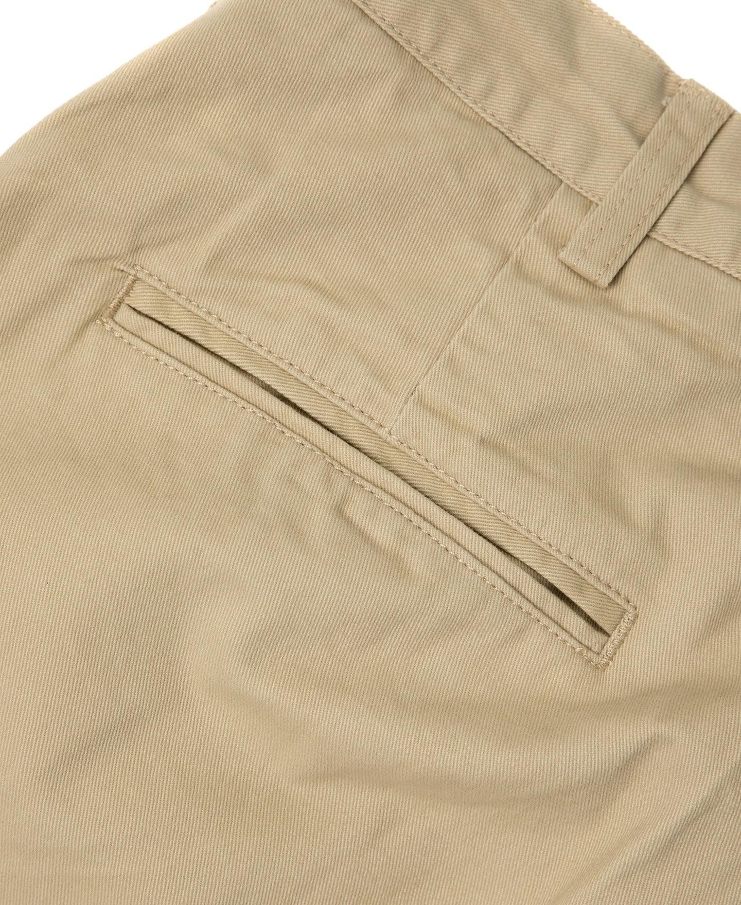 1930s IVY Style Double Pleated Chino Trousers - Khaki Product Image