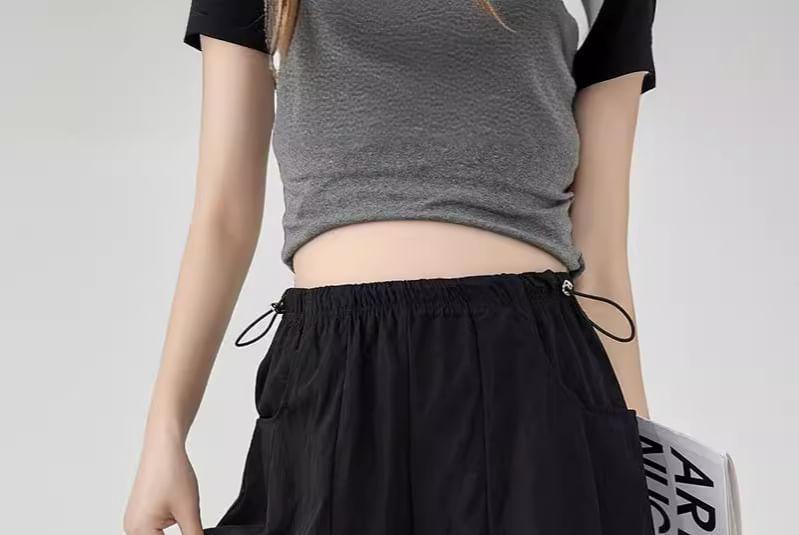 Maternity Drawstring Waist Plain Wide Leg Shorts Product Image