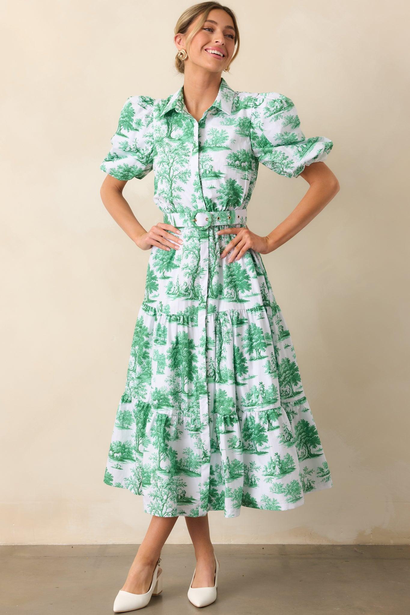 Georgia Eden Green Toile Midi Dress Product Image