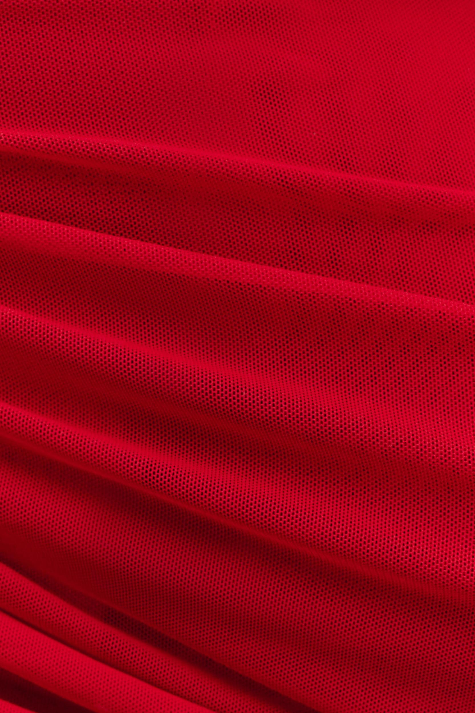 Everly Sheer Mesh Off Shoulder Top - Ruby Product Image