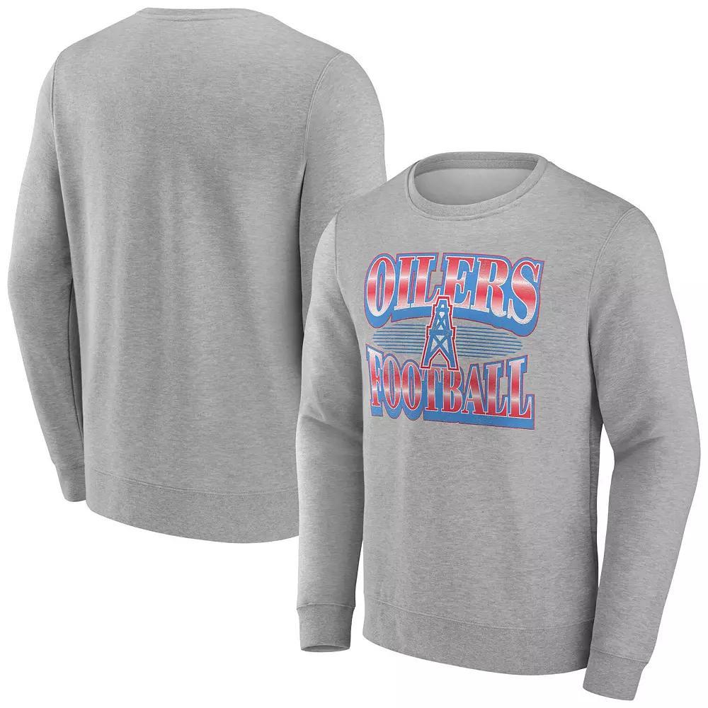 Men's Fanatics Heather Gray Houston Oilers Chance Throwback Fleece Pullover Sweatshirt,  Product Image