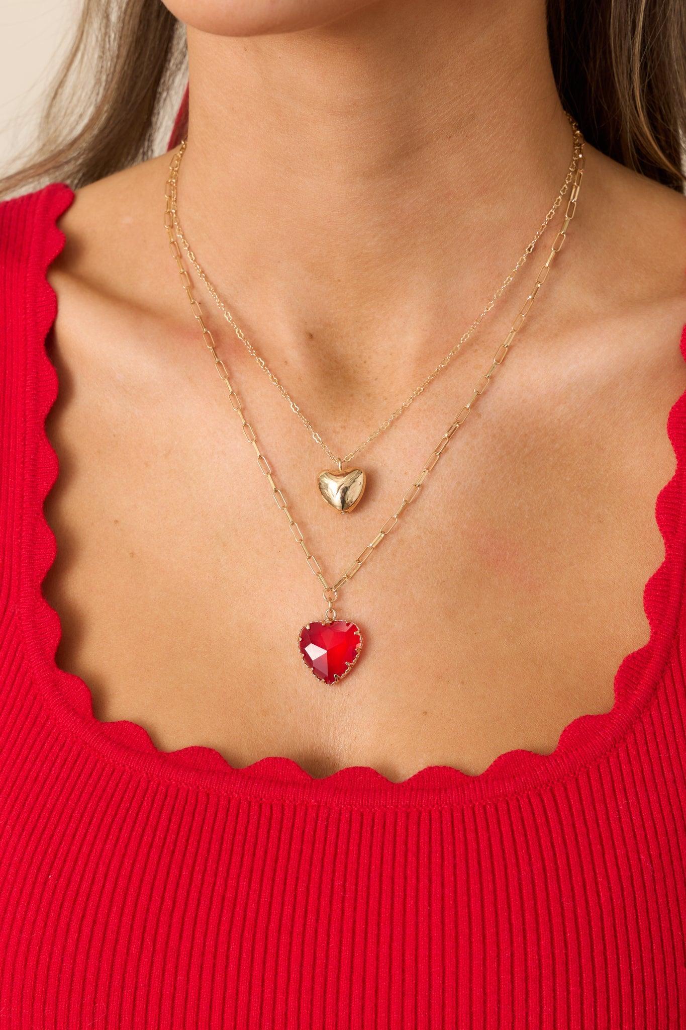 Pieces Of You Gold Layered Heart Necklace Product Image