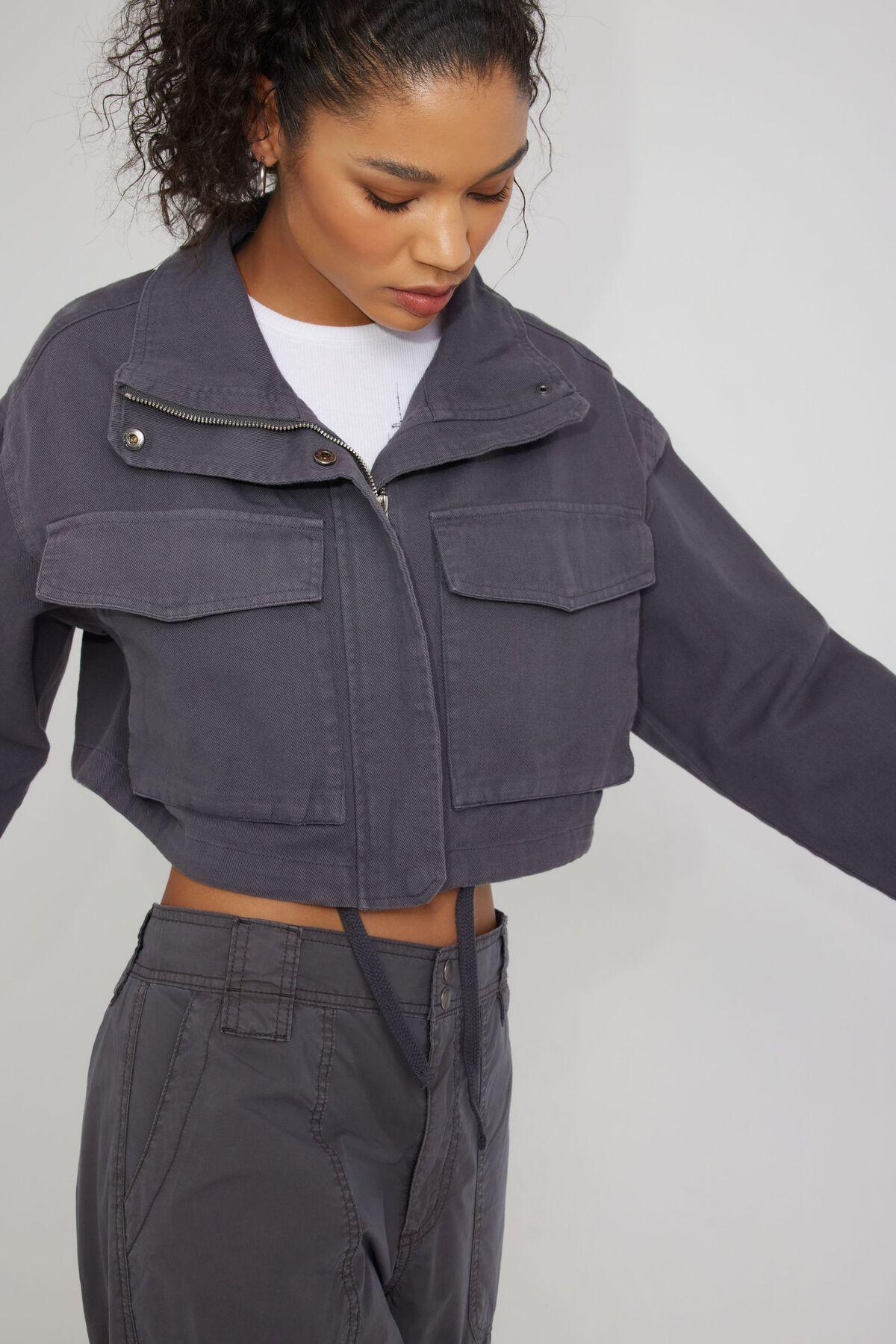 Cropped Utility Denim Jacket Product Image