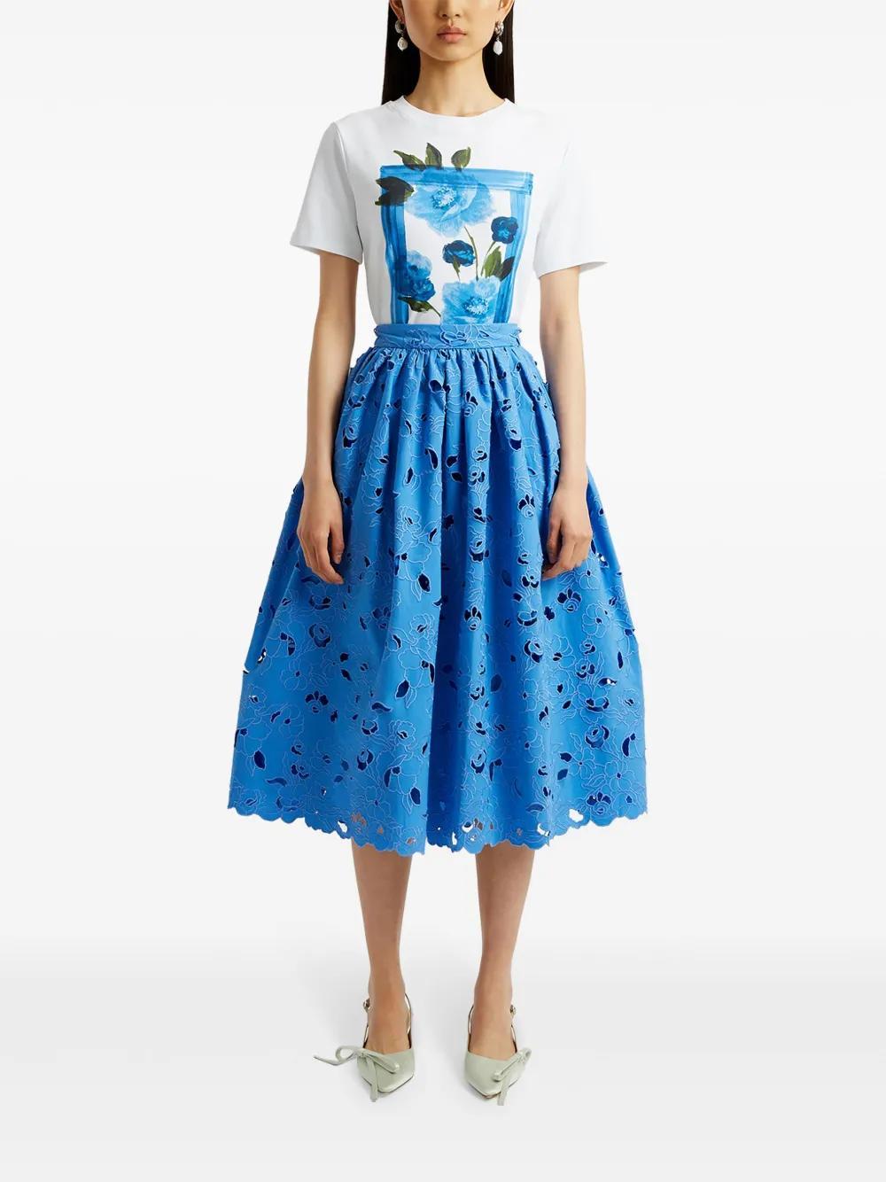 floral-embroidered midi skirt Product Image