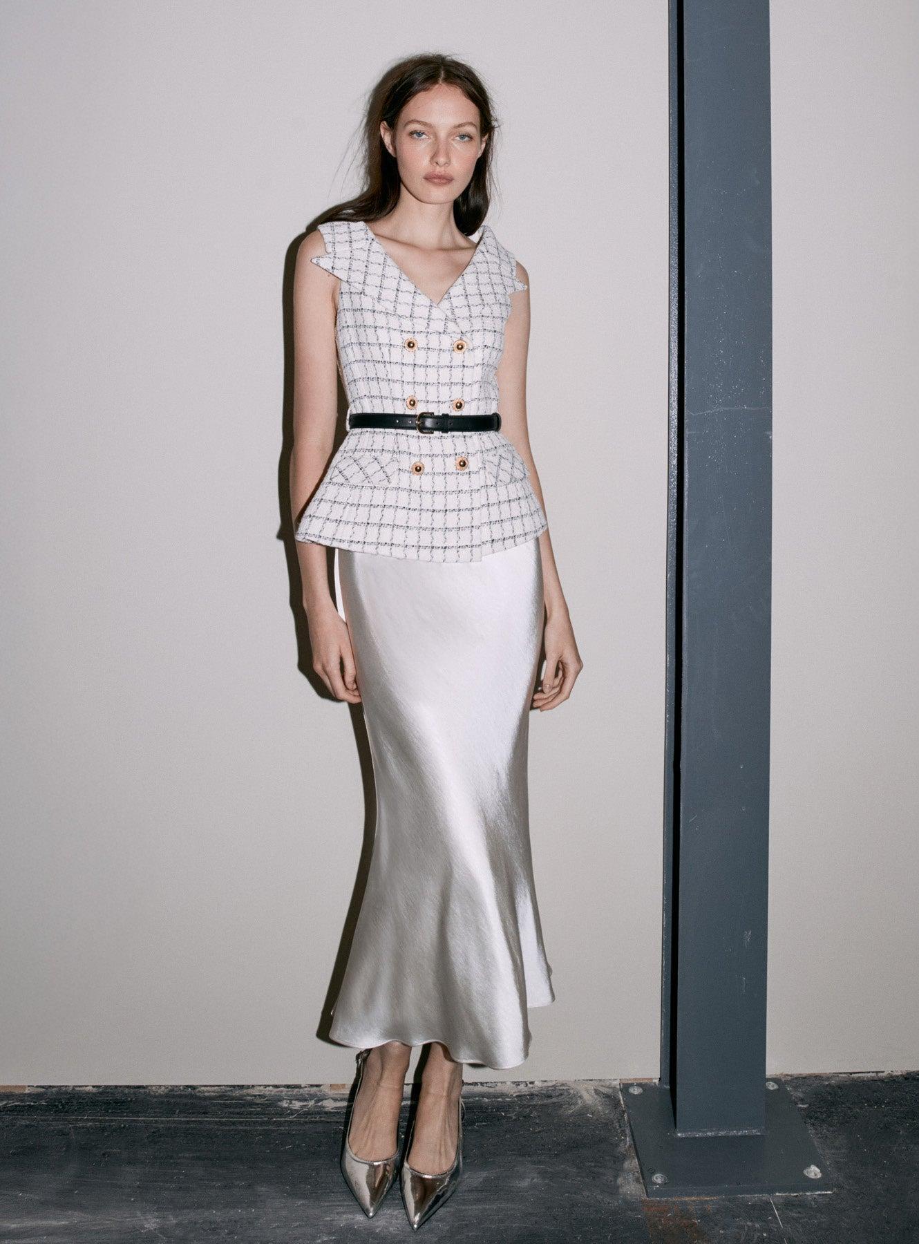 Check Boucle Midi Dress Product Image