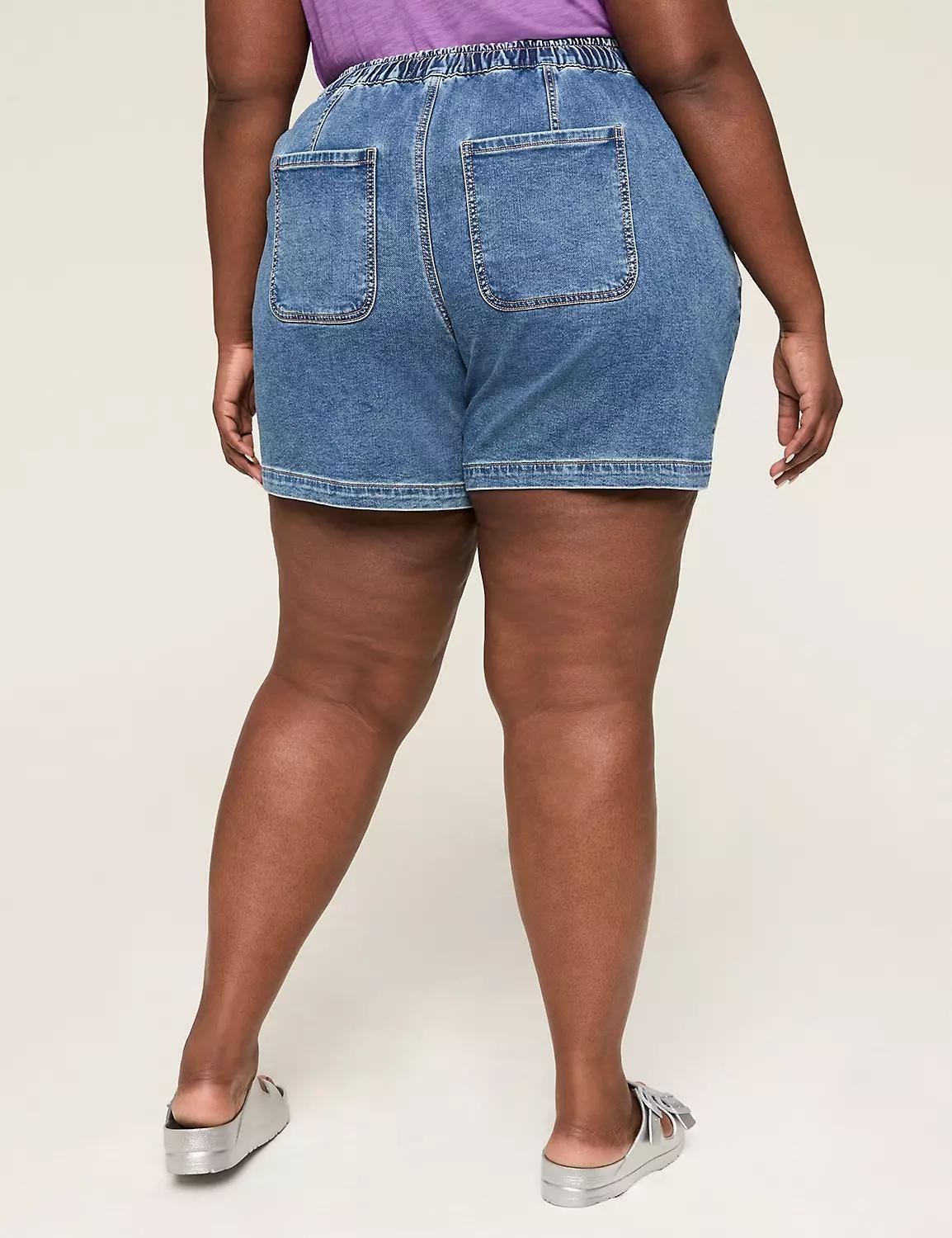 Pull-On Knit Denim Shorts - 5.5" Inseam Product Image