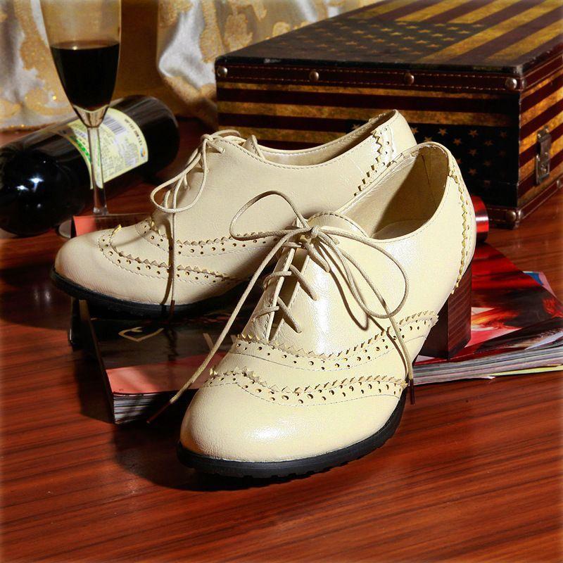 Block Heel Oxford Shoes Product Image