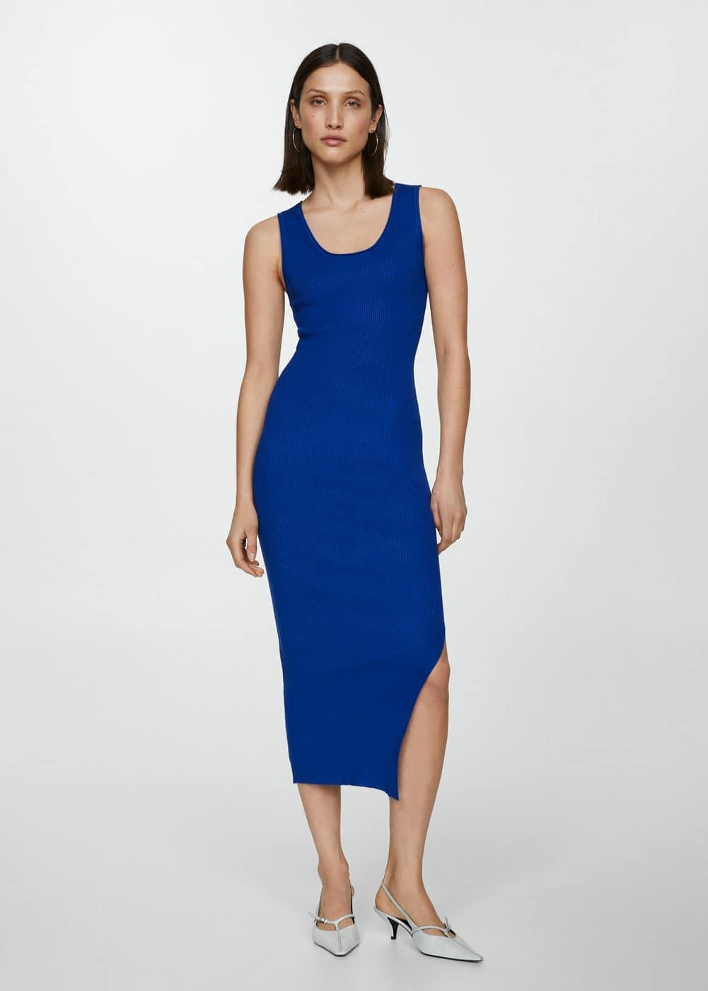 Mango Womens Ribbed Long Dress Product Image