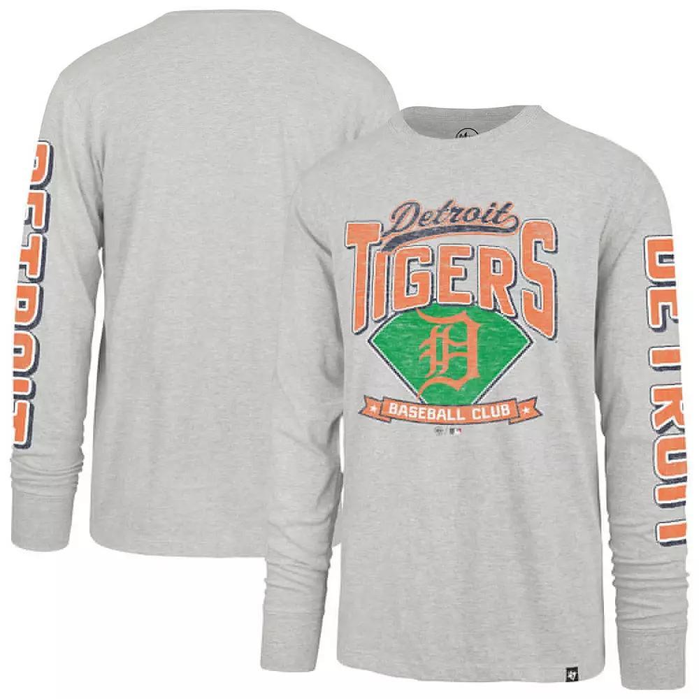 Men's '47 Gray Detroit Tigers Fair Ball Franklin Long Sleeve T-Shirt,  Product Image