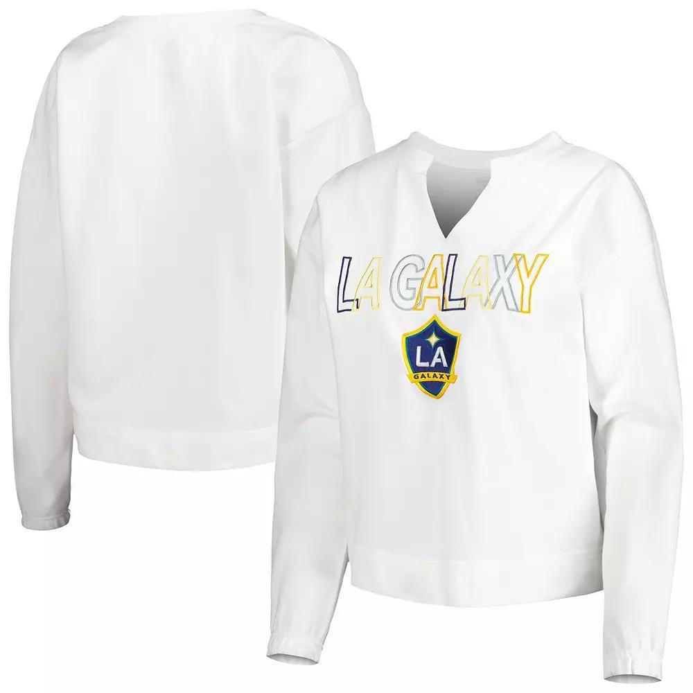 Women's Concepts Sport White LA Galaxy Sunray Notch Neck Long Sleeve T-Shirt,  Product Image