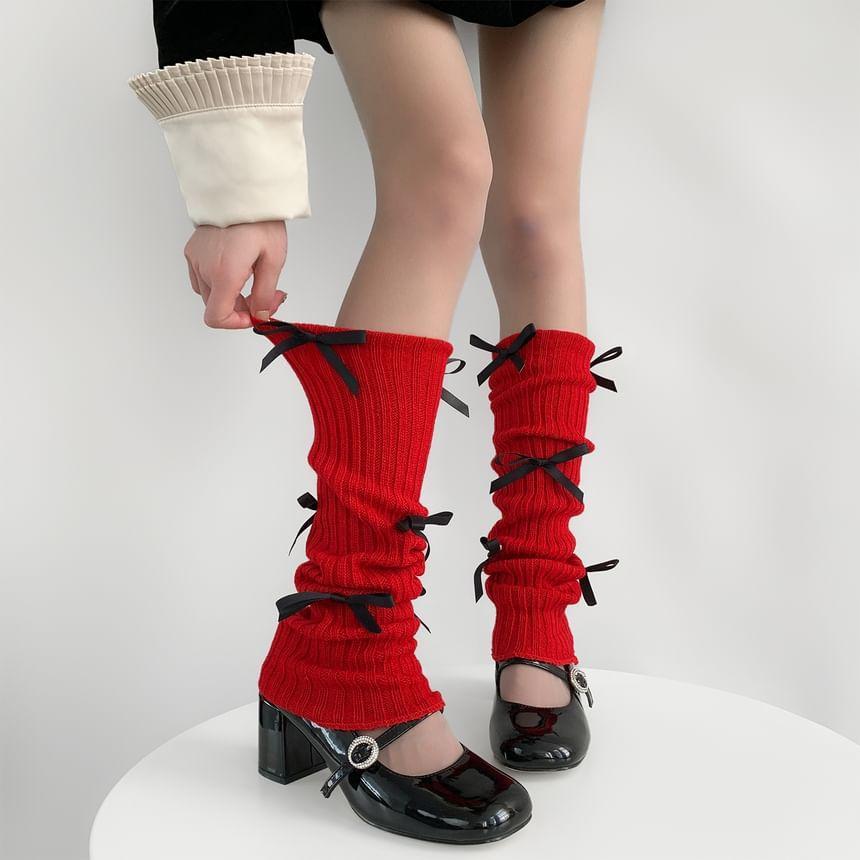 Bow Accent Knit Leg Warmers Product Image