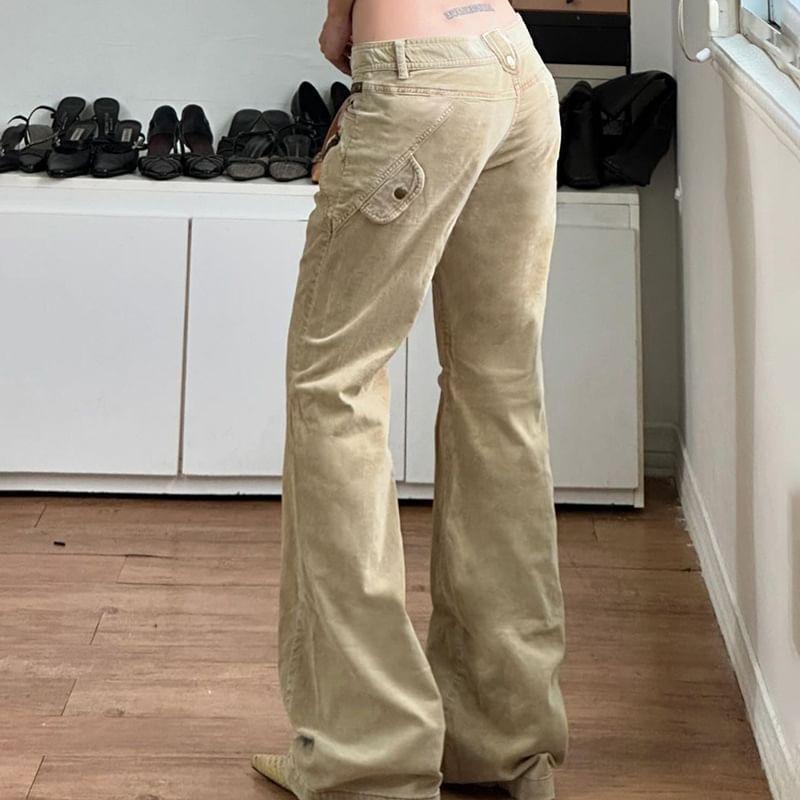 Low-Waist Pocket Straight-Cut Pants Product Image