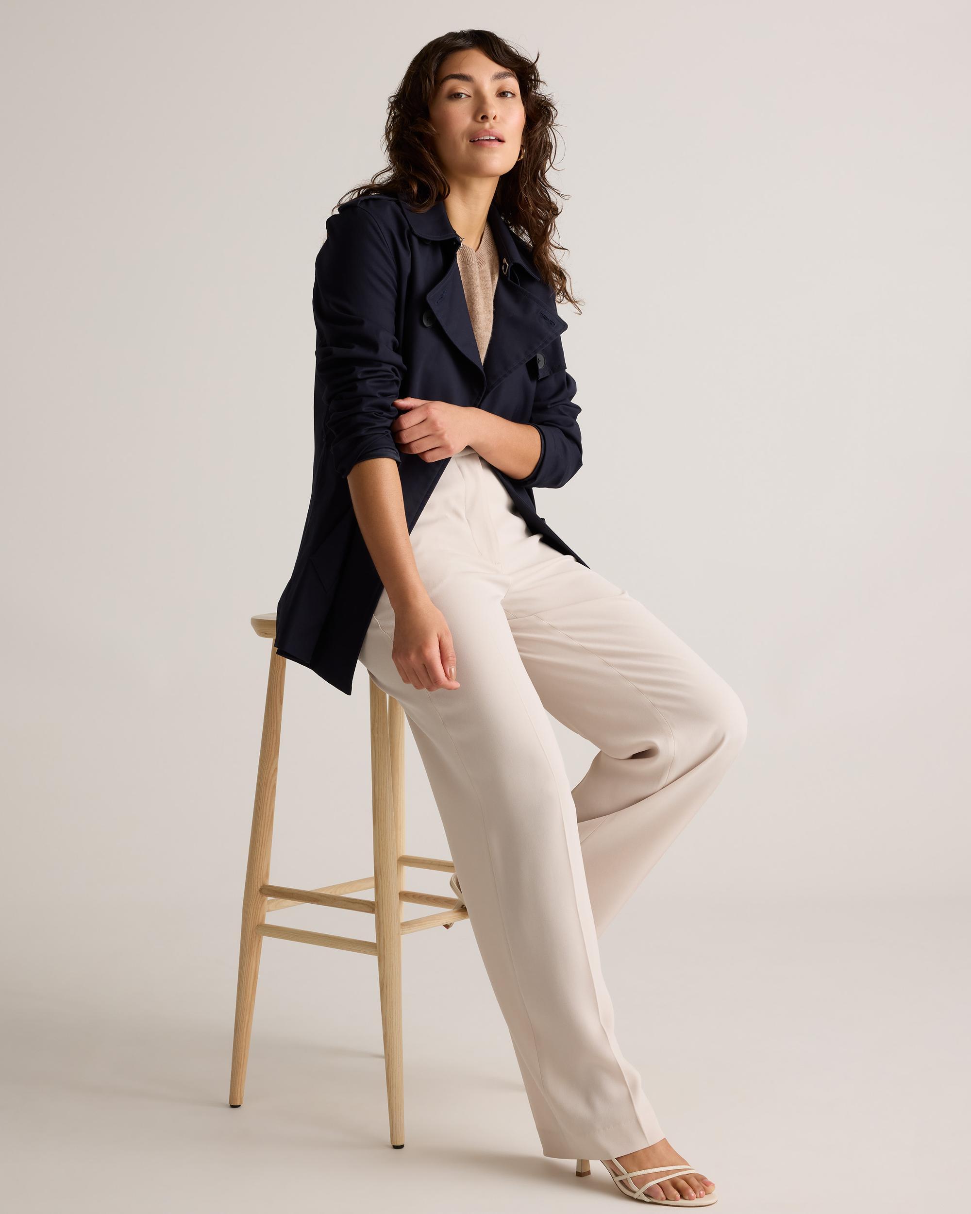 Quince | Women's Stretch Crepe Classic Trouser Pants Recycled Polyester Product Image