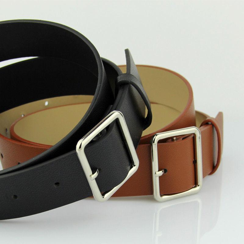 Square Buckle Faux Leather Belt Product Image