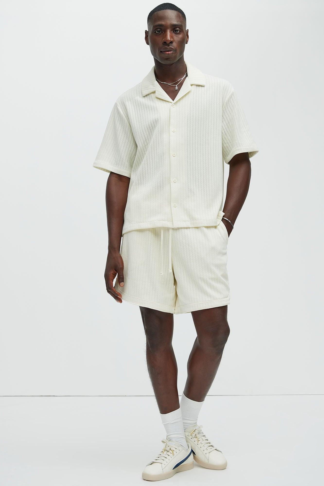 Easton Textured Shorts - Off White Product Image