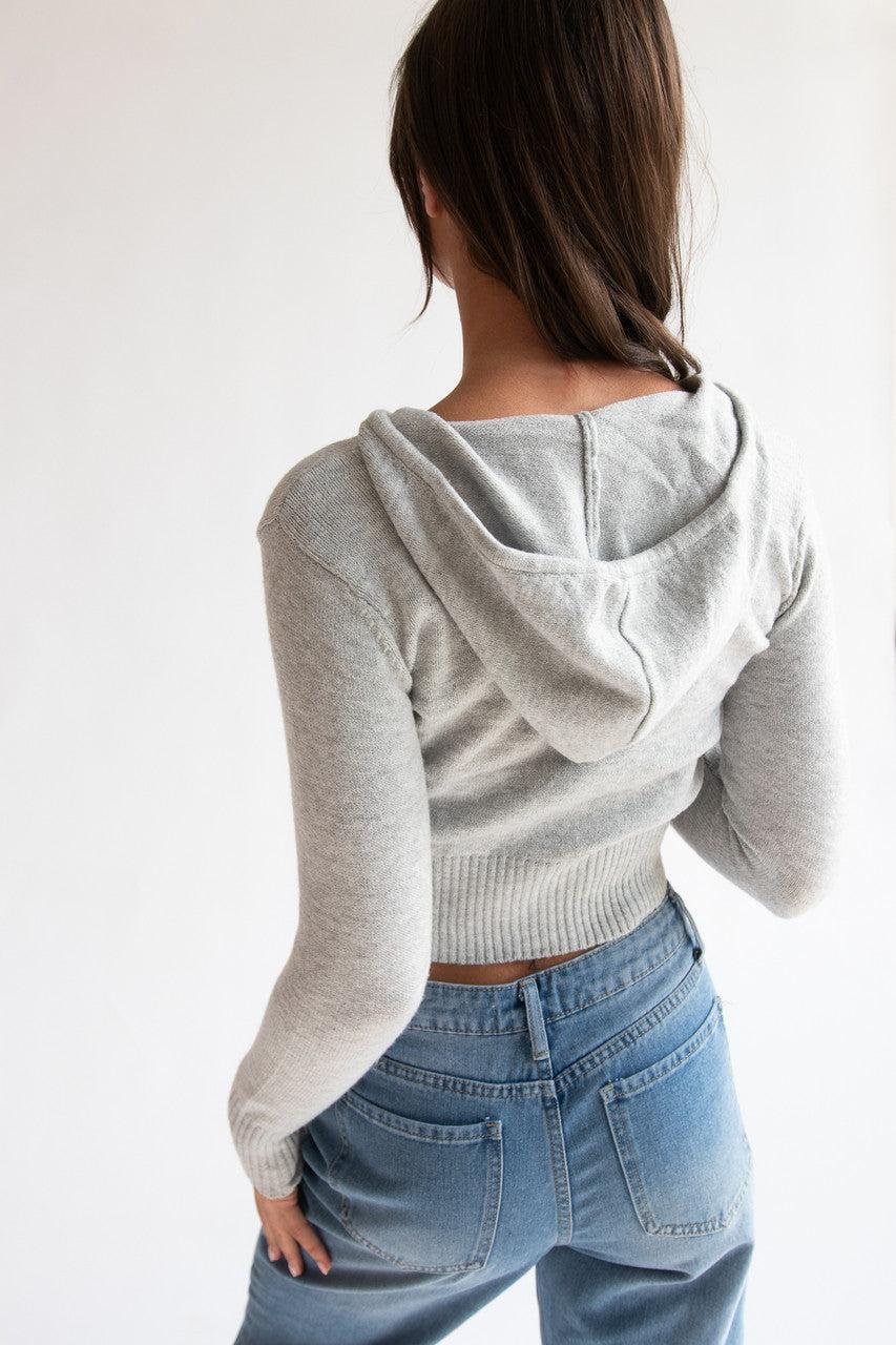 Crop Zip Up Hoodie Sweater Product Image