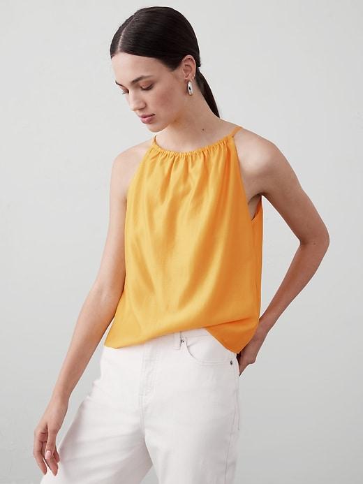 Jacquard Gathered Halter Top Product Image