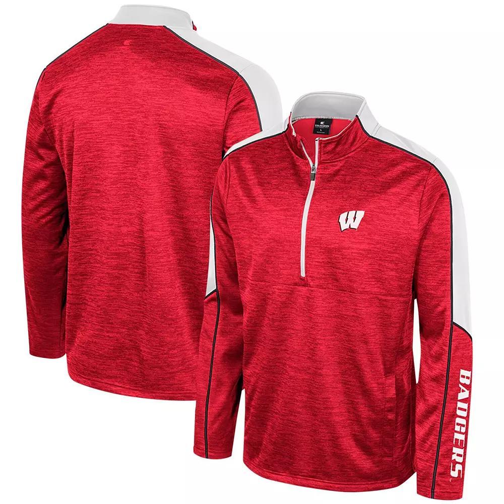 Men's Colosseum Red Wisconsin Badgers Marled Half-Zip Jacket,  Product Image