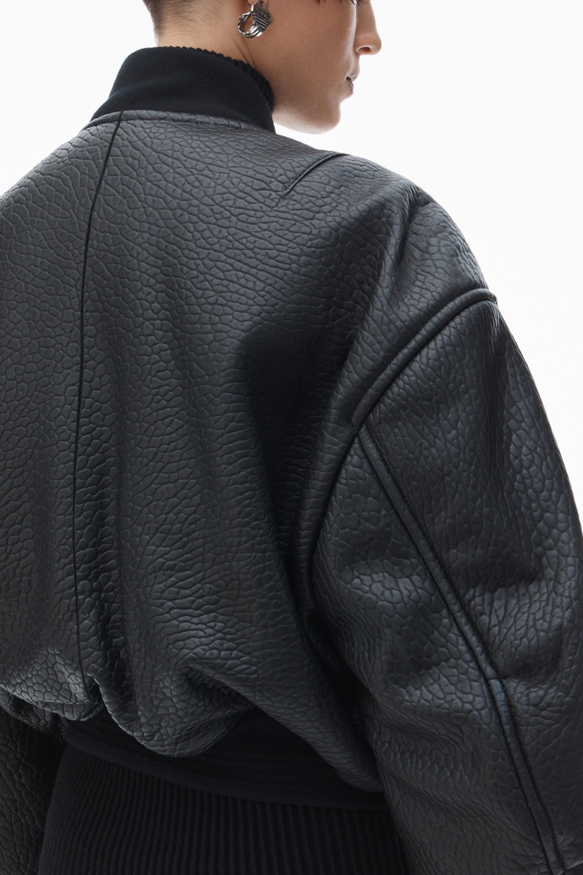 Cropped Bomber Jacket In Primal Lambskin Leather Product Image