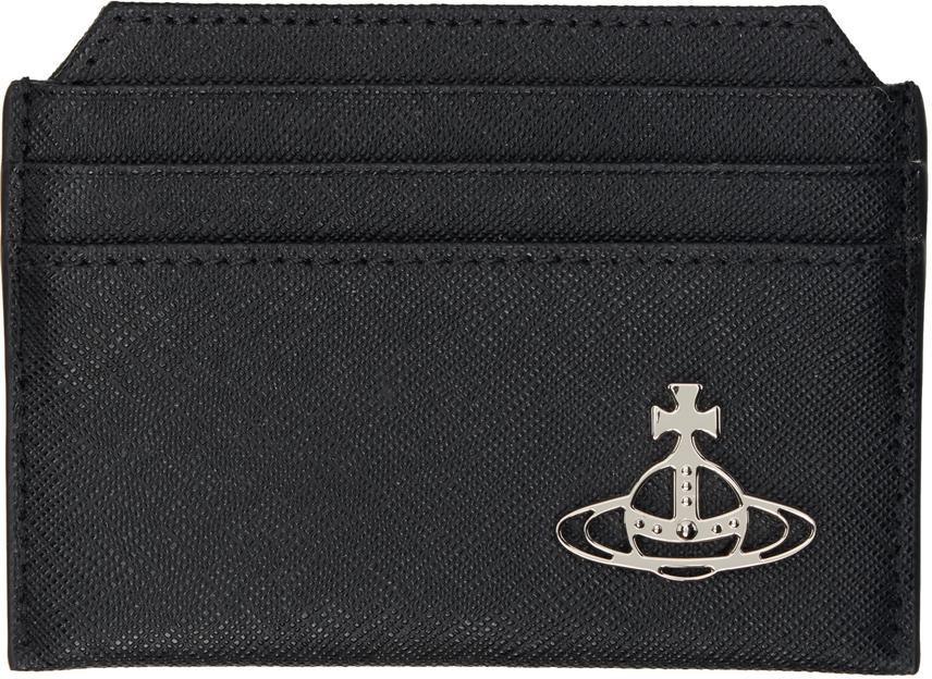 VIVIENNE WESTWOOD Black Saffiano Slim Card Holder In Aw24-black Product Image