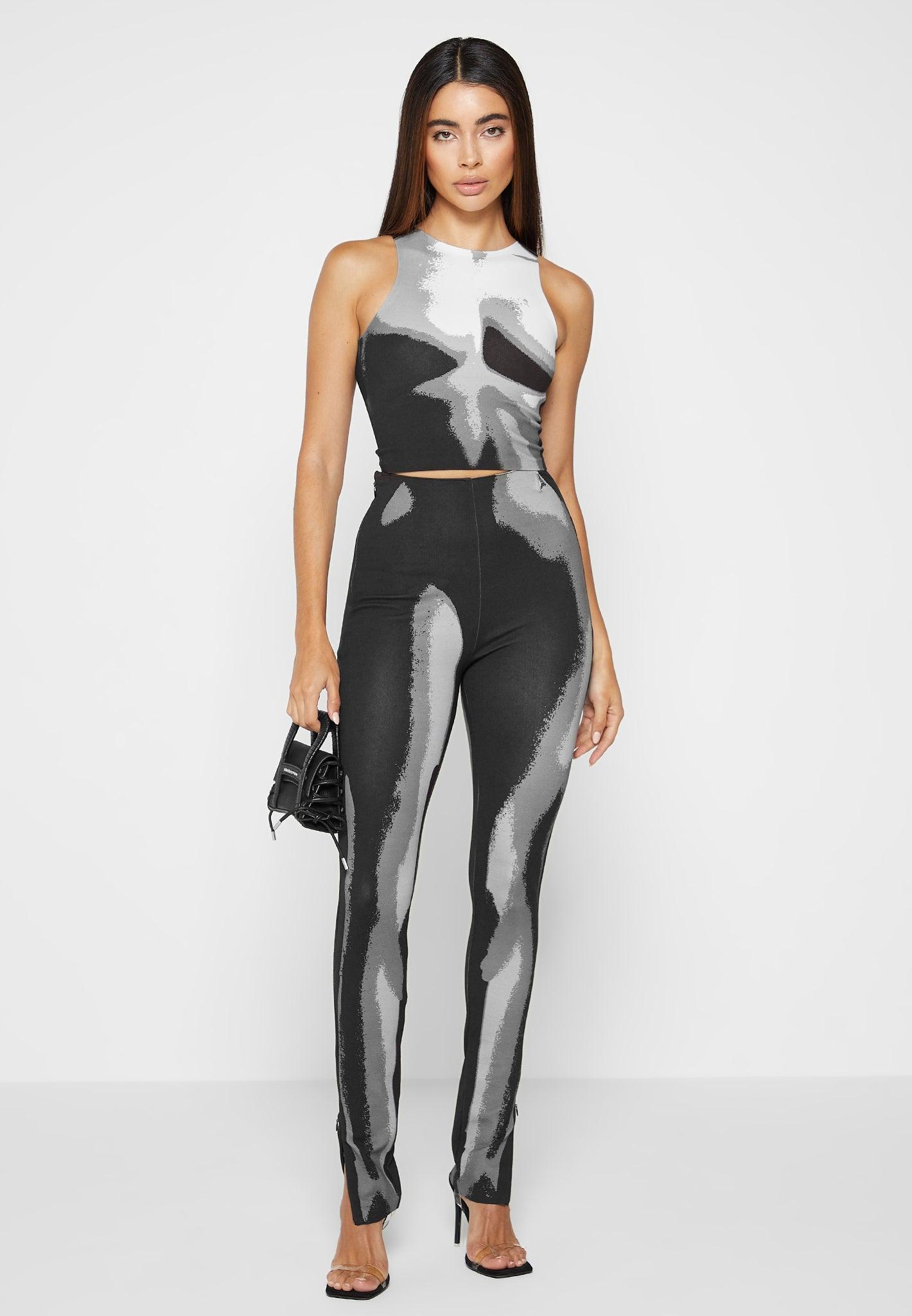 Body Print Leggings - White/Grey Female Product Image