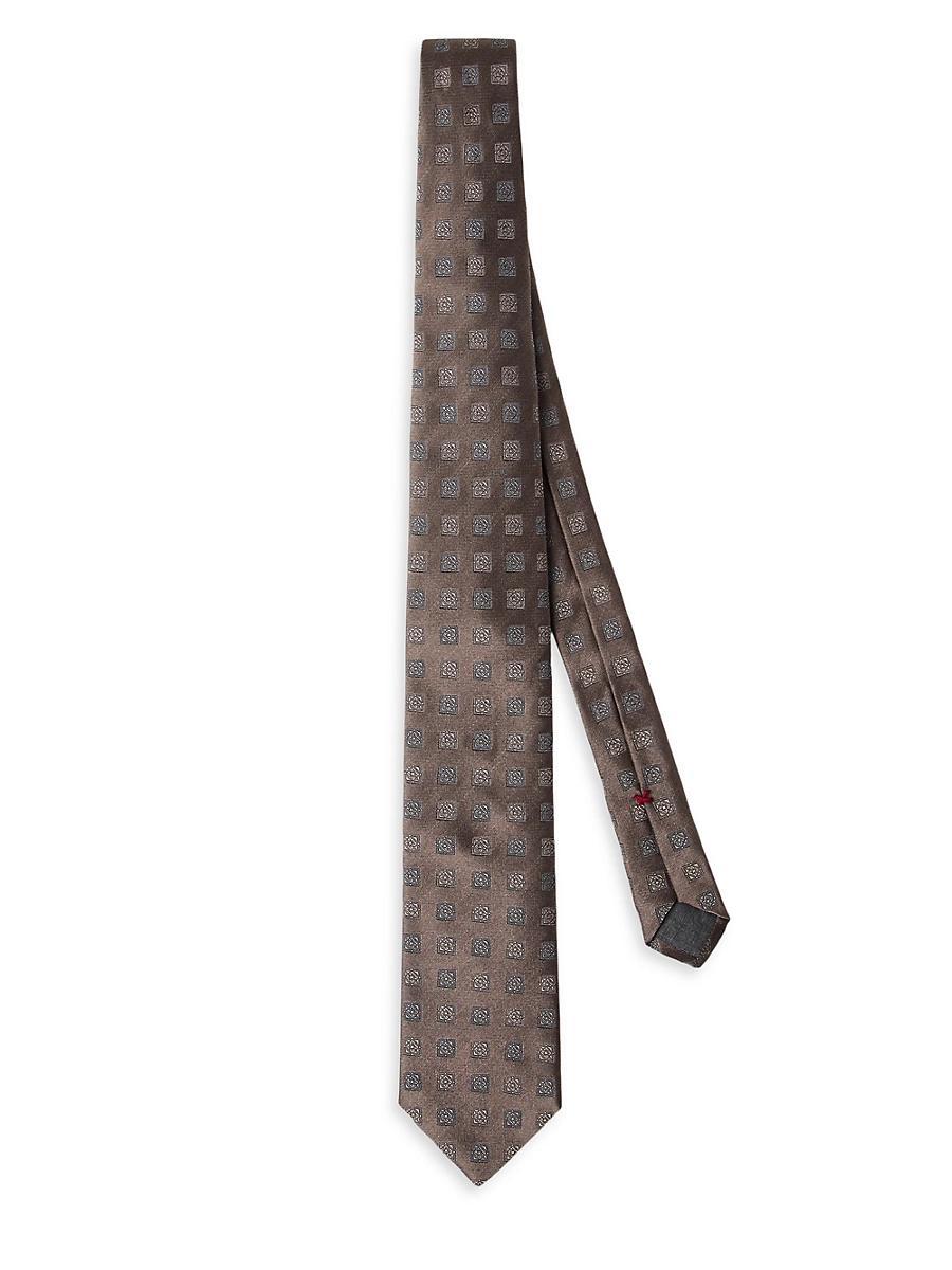 Mens Silk Tie with Squares Pattern Product Image