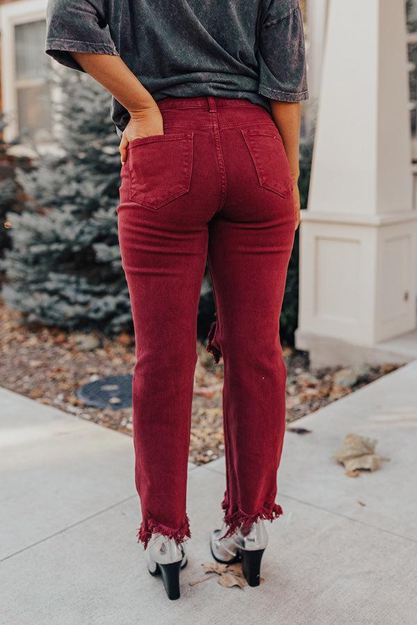 Risen The Eras High Waist Distressed Jean In Wine Product Image