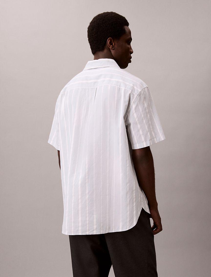 Cotton Stripe Relaxed Button-Down Shirt  Product Image