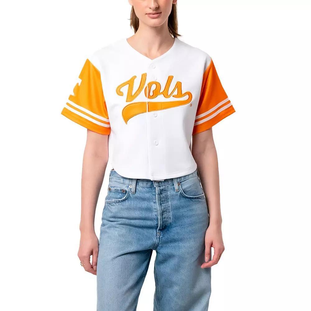 Women's Established & Co. White Tennessee Volunteers Baseball Jersey Cropped T-Shirt, Size: Large Product Image