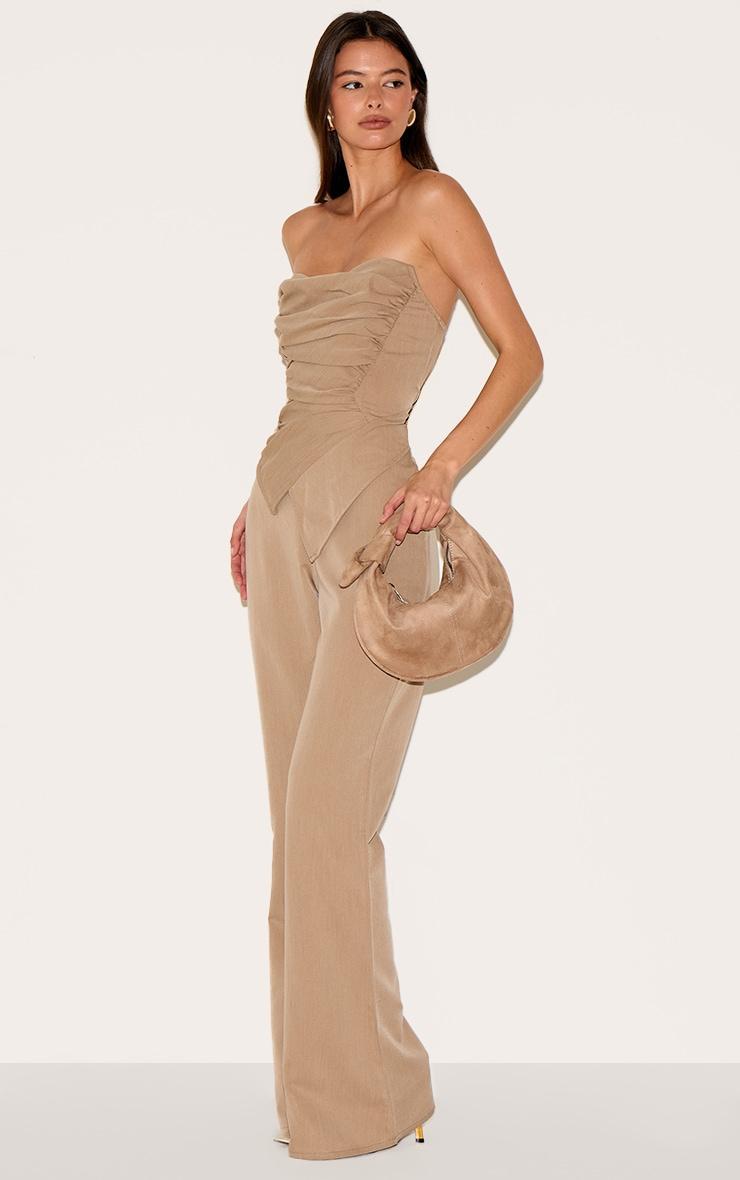 Taupe Ruch Pointed Corset Bandeau Jumpsuit Product Image