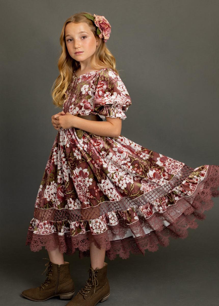 Arella Dress in Raisin Hydrangea Girls Product Image