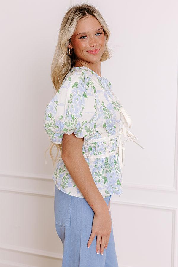 Honeysuckle Dreams Floral Top in Sky Blue Product Image