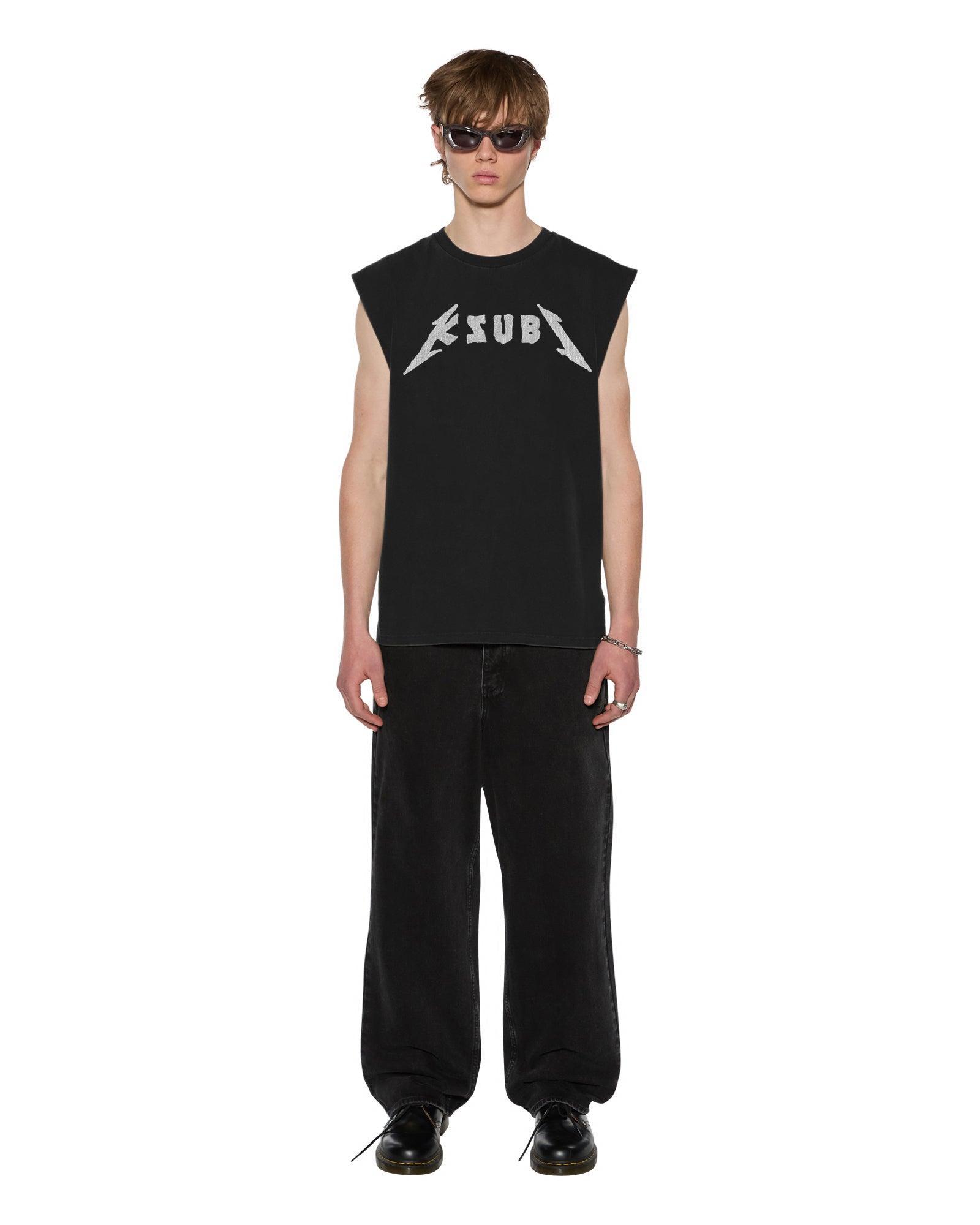 LINE UP EKCESS CUT OFF TEE JET BLACK Male Product Image