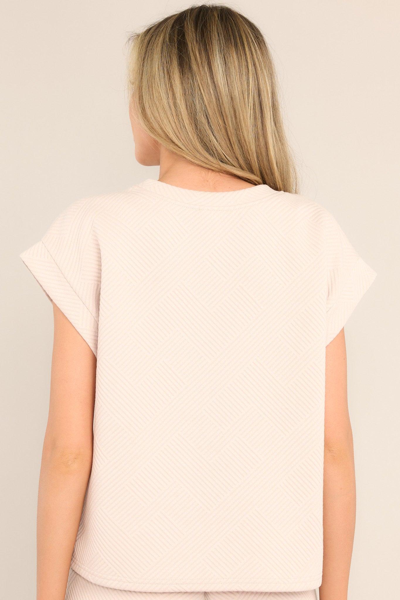 Keep It Creative Light Taupe Textured Short Sleeve Top Product Image