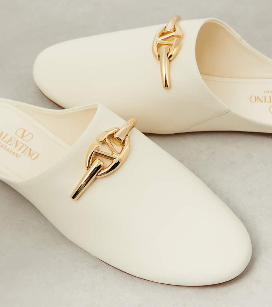 VALENTINO GARAVANI Valentino Vlogo Leather Slide In White Product Image