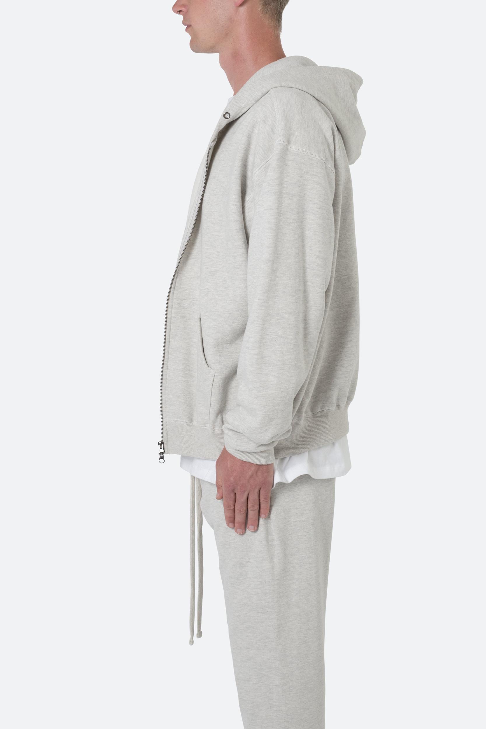 Basic Zip Up Hoodie - Grey Product Image