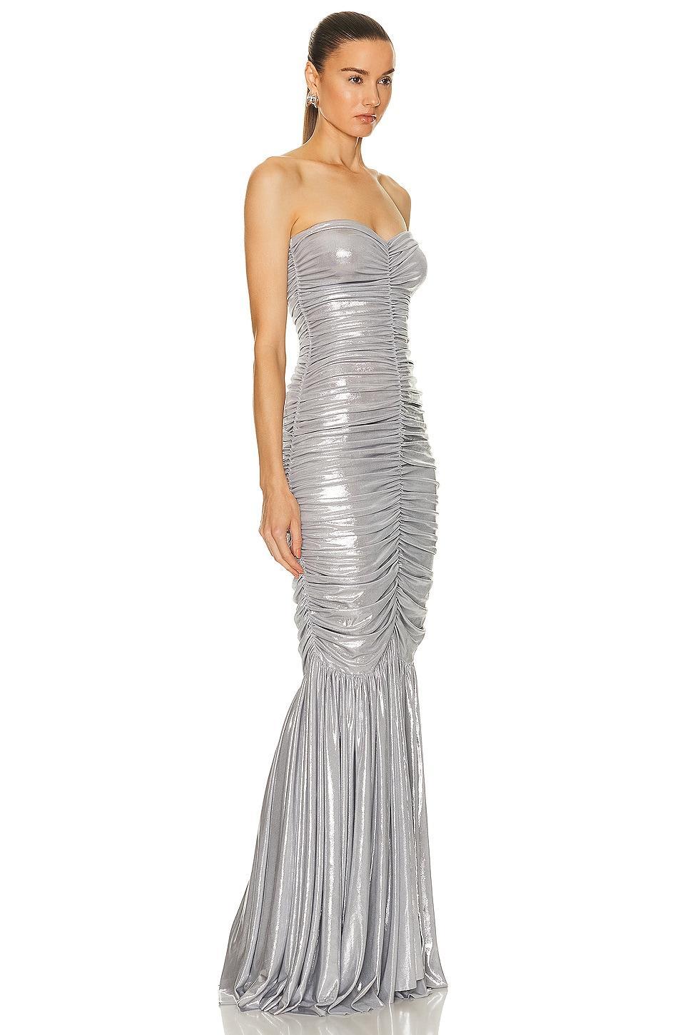 Norma Kamali Slinky Fishtail Gown in Metallic Product Image