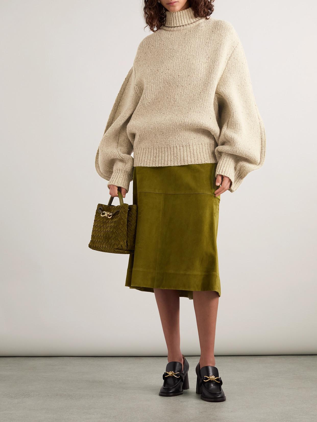 BOTTEGA VENETA Button-detailed Wool Turtleneck Sweater In Neutrals Product Image