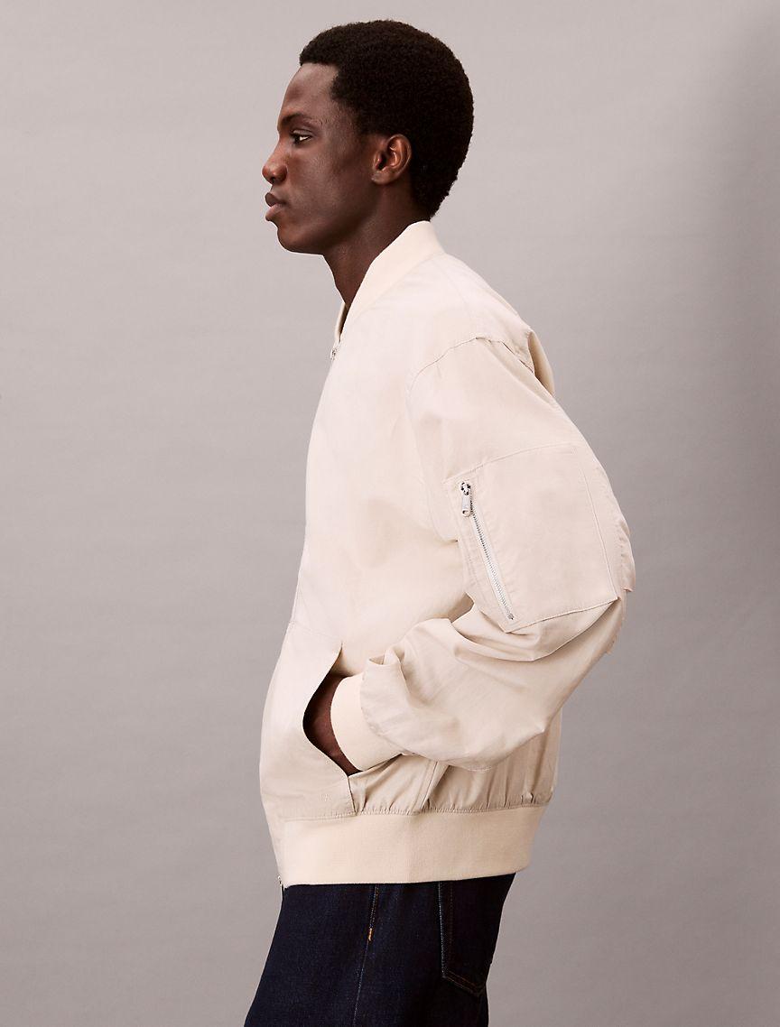 Linen Blend Bomber Jacket Product Image