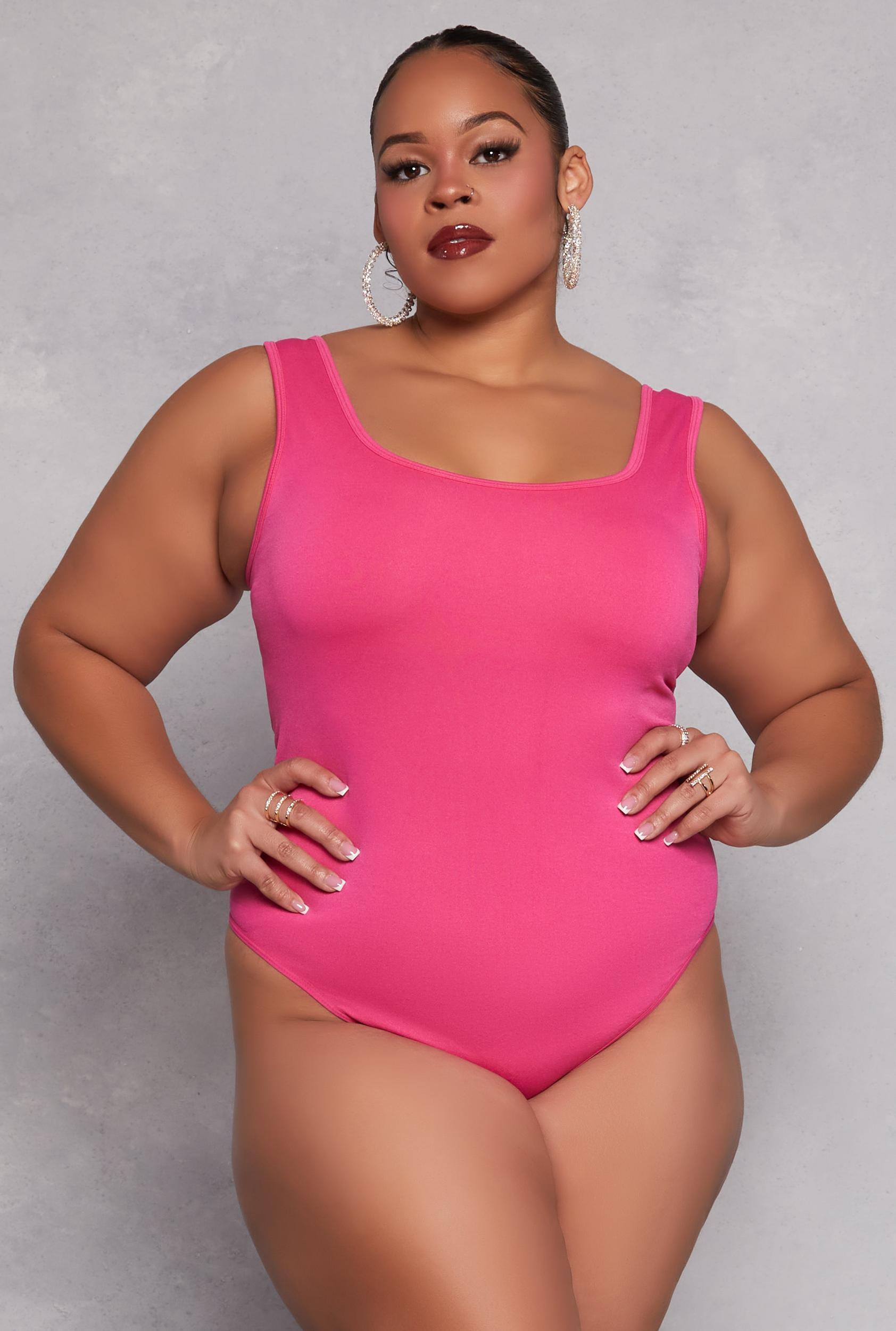 Womens Plus Size Square Neck Tank Bodysuit Product Image