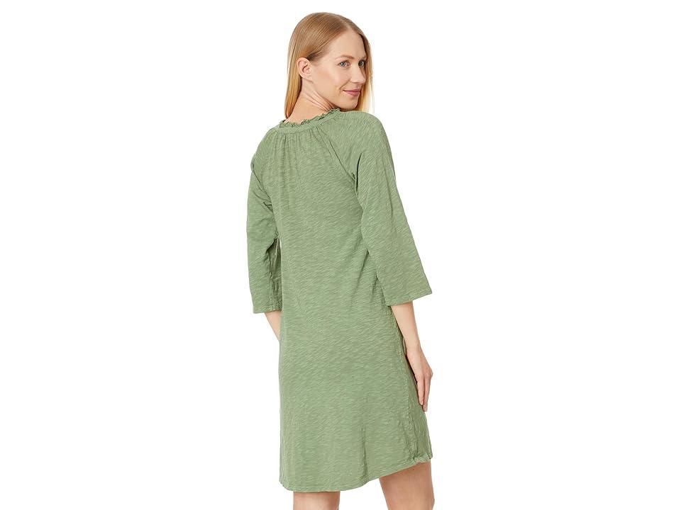 Mod-o-doc 3/4 Sleeve Shirred Split Neck Dress Women's Dress Product Image