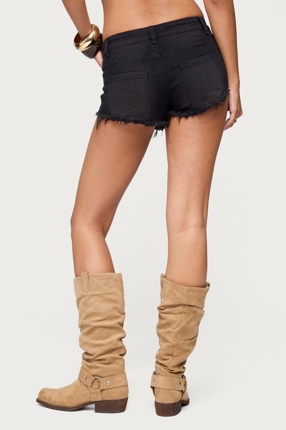 Studded Low Rise Denim Micro Shorts Product Image