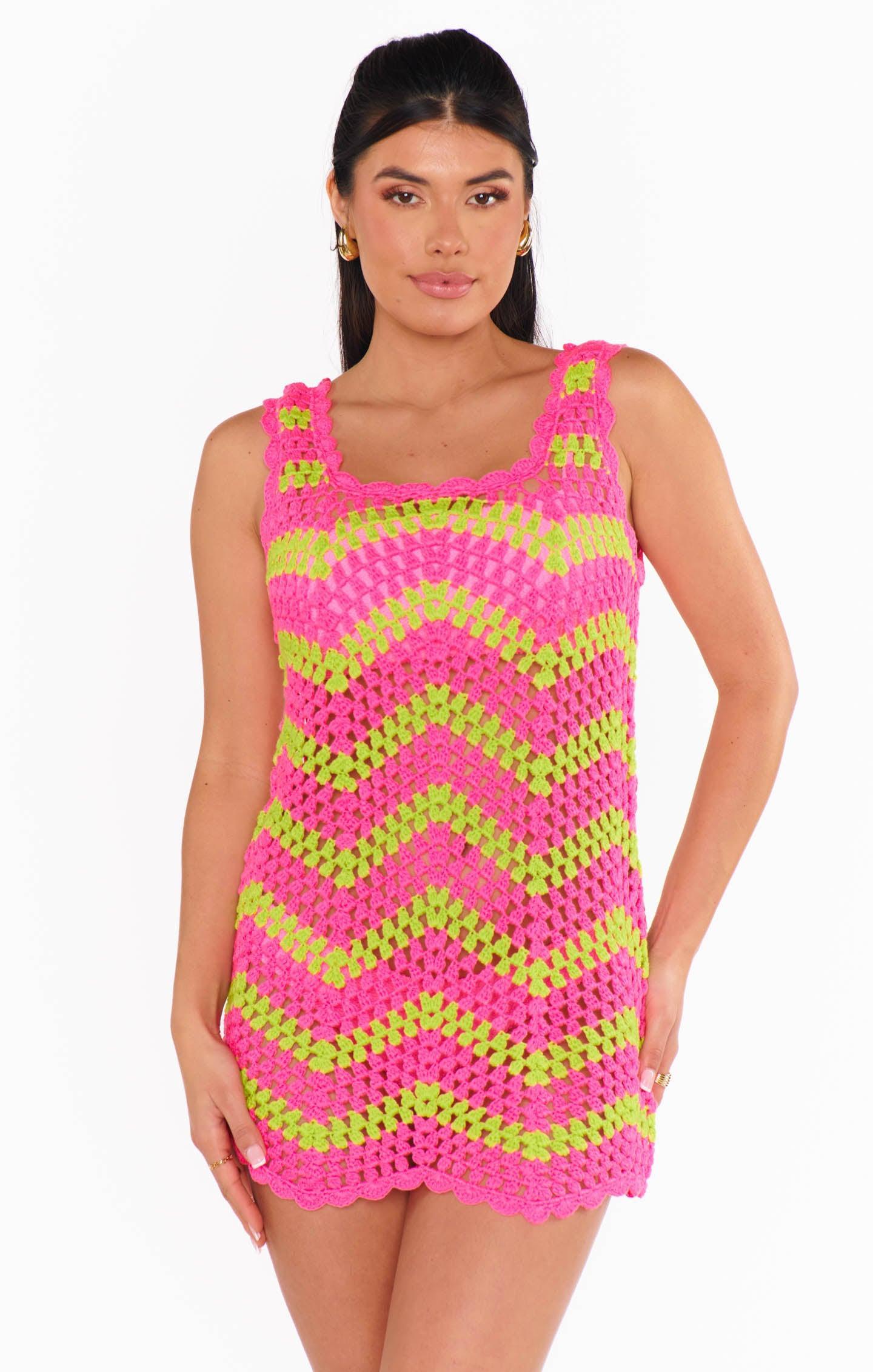 Tara Mini Dress ~ Watermelon Wave Crochet Product Image