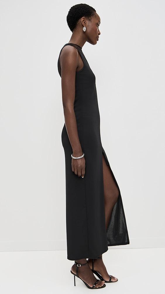 Fleur du Mal Rose Spine Embroidery High Slit Maxi Dress | Shopbop Product Image