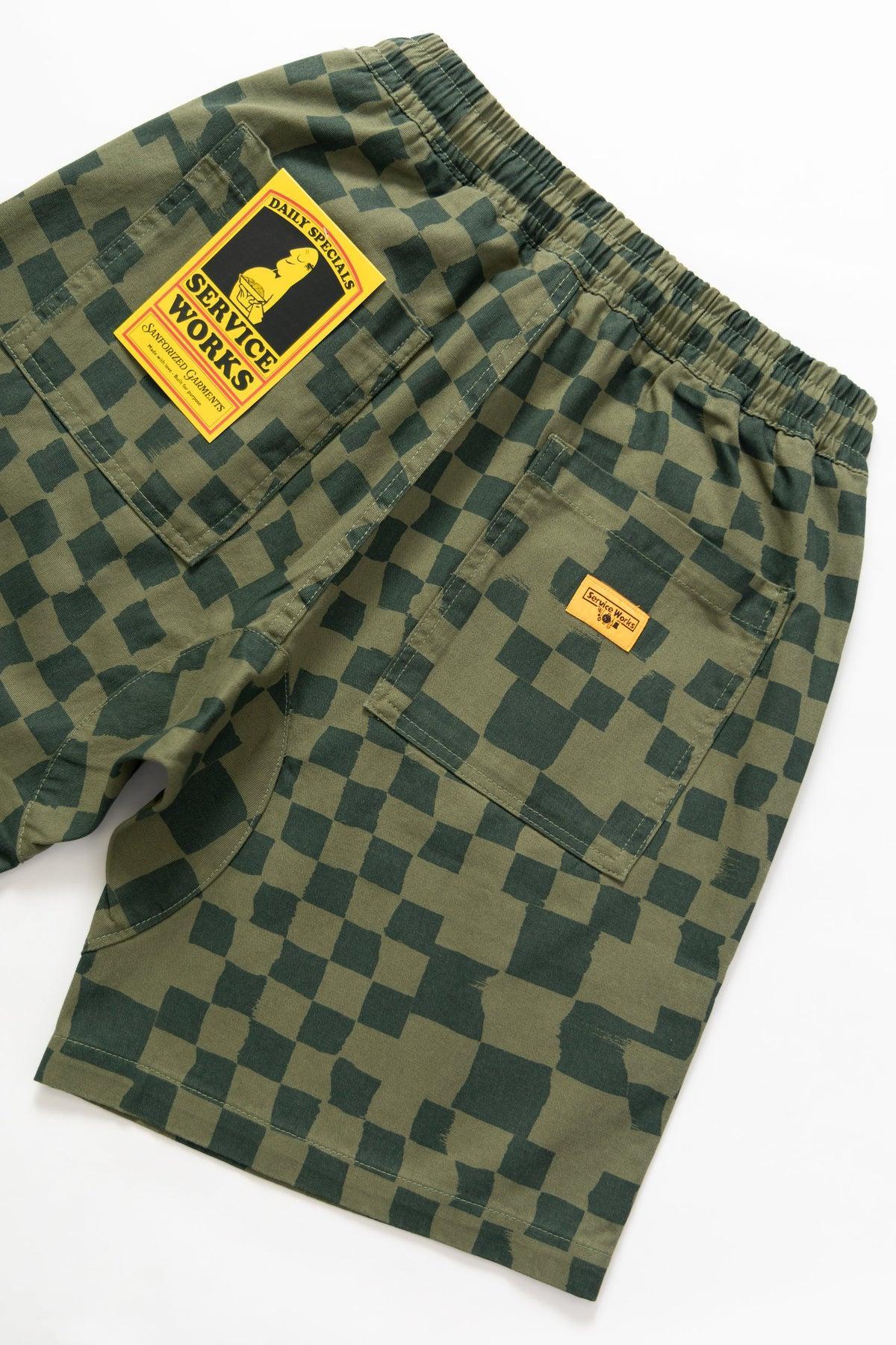 Service Works - Printed Chef Shorts - Olive Checker Product Image