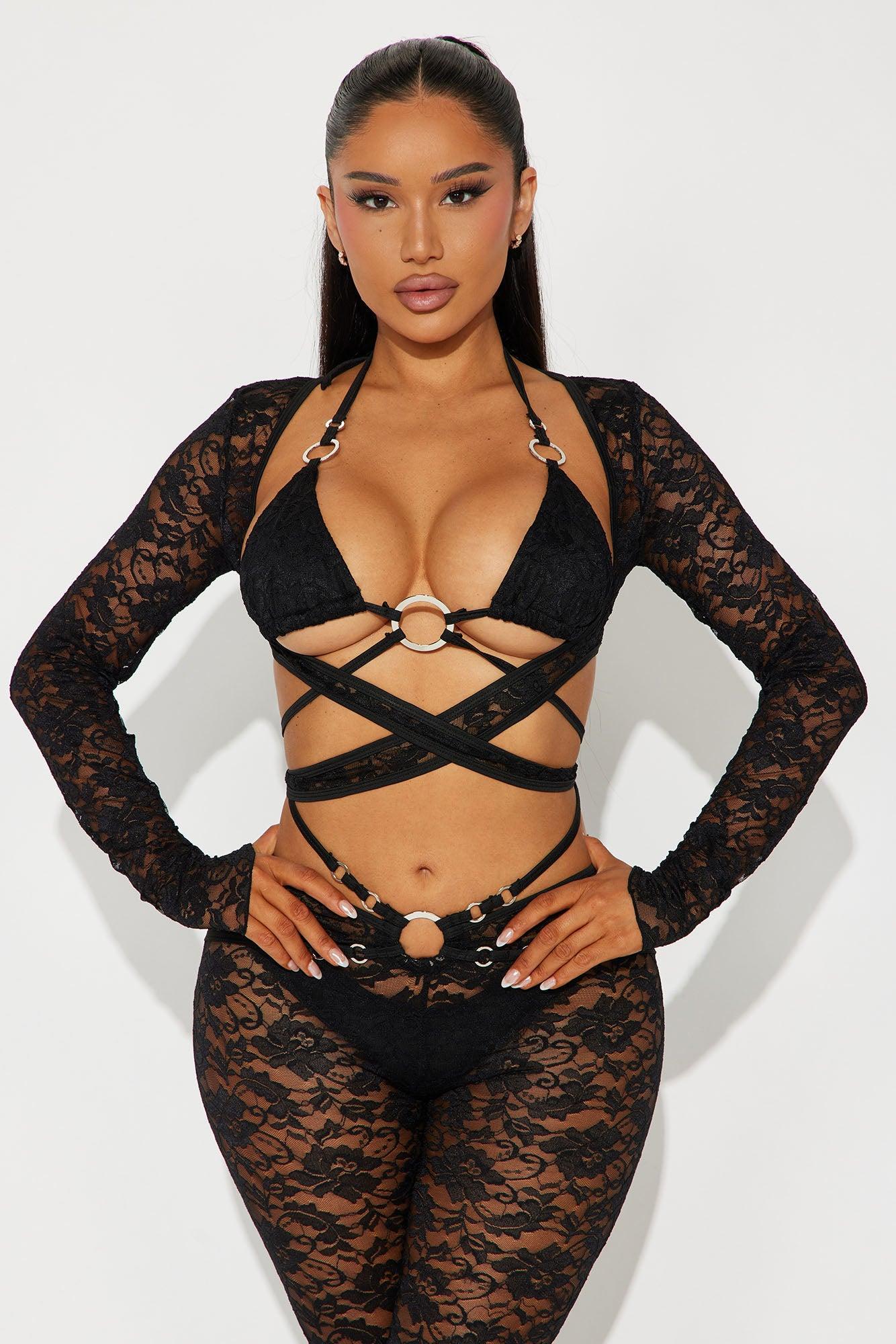 Siren Lace Pant Set - Black Product Image