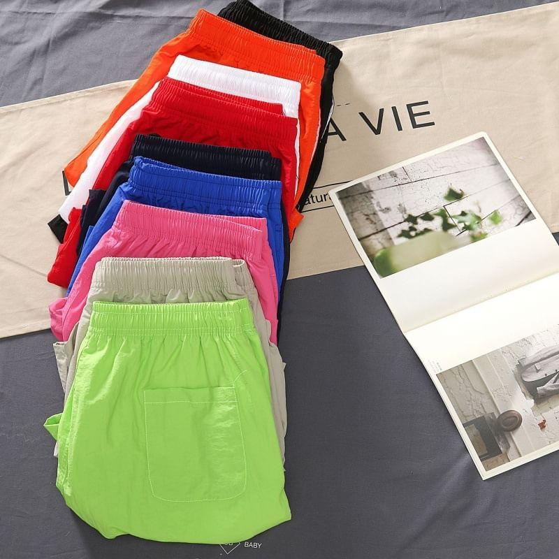 Drawstring Waist Plain Shorts Product Image