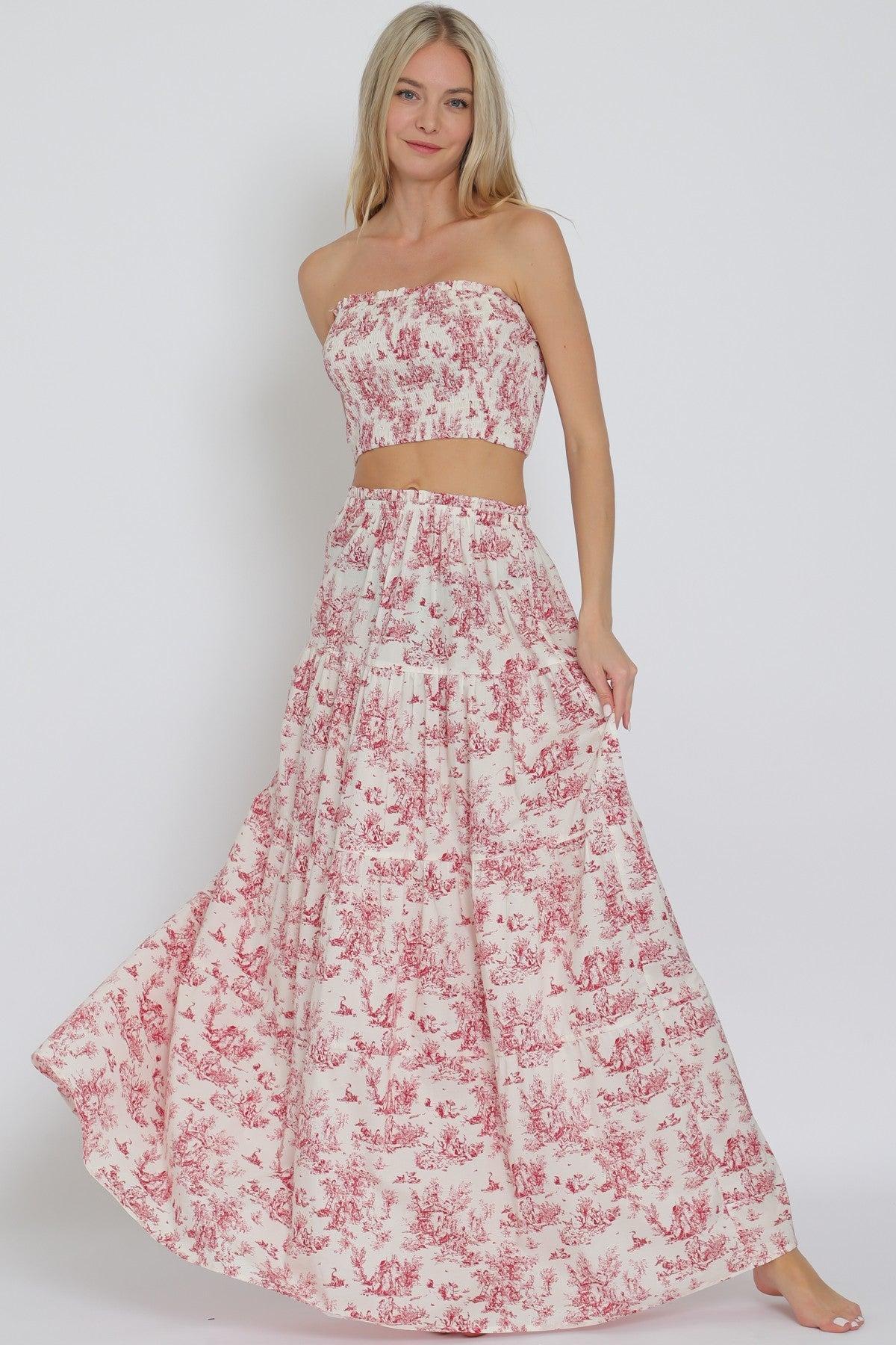 Shirred Print Tube Top Product Image