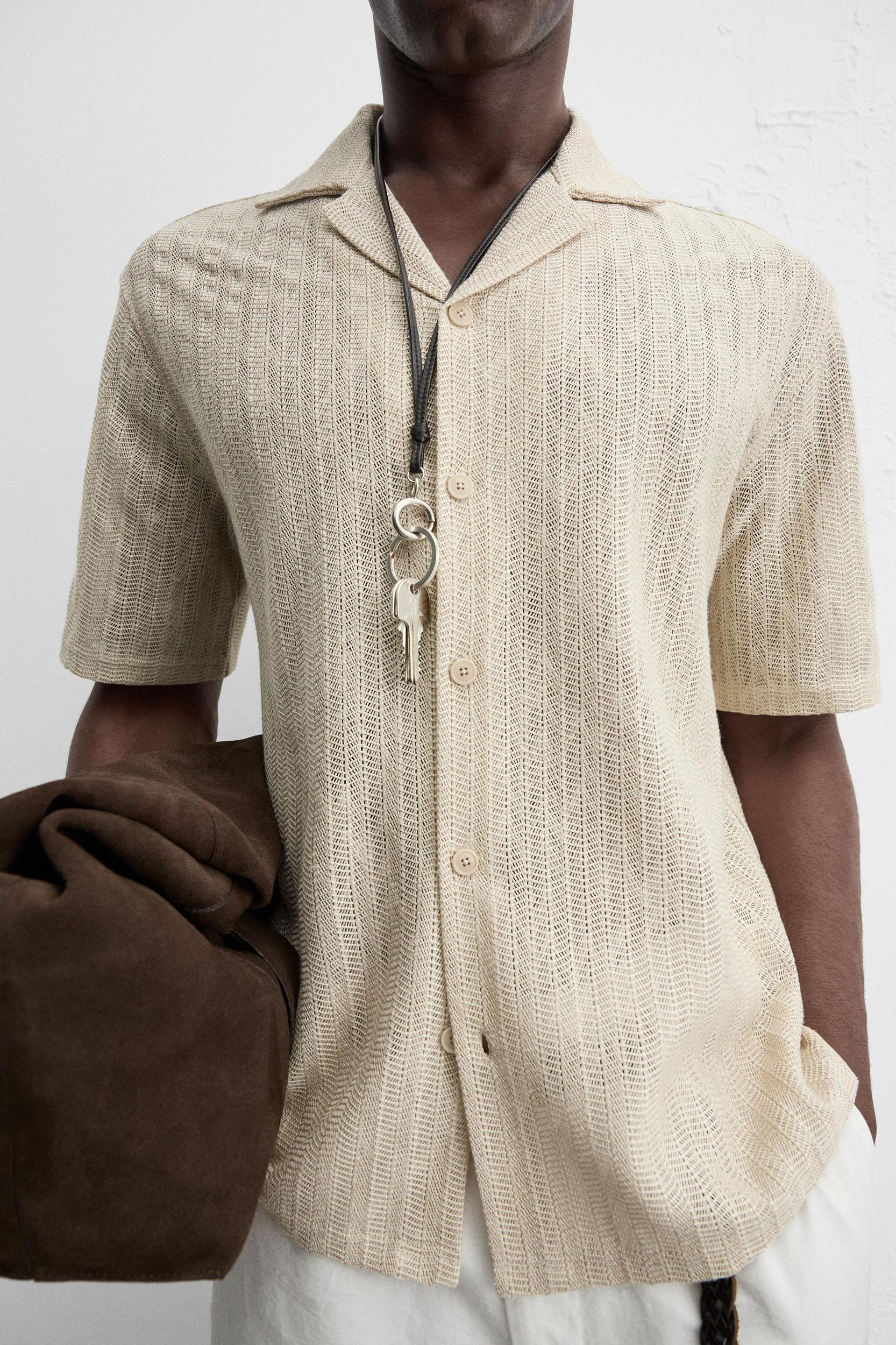 OPEN WEAVE HERRINGBONE SHIRT Product Image
